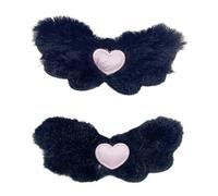 BaoFufc 1 paio di forcine leggere per capelli con ali di peluche ricamate con decalcomanie a cuore per carnevale coda di cavallo forcine per capelli ragazza nero