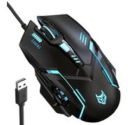 BaoFufc Mouse da gioco con cavo, ergonomico, per computer portatile, USB, mouse ottico con retroilluminazione, 4 mouse regolabili fino a 3600 DPI con cavo lungo