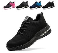 Baofular Scarpe Antinfortunistiche Uomo Donna Leggere Scarpe da Lavoro Comode Scarpe Sicurezza Antiscivolo Traspiranti Nero 38 EU 240