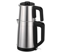 BAOFUYA Bollitore Elettrico Doppio Bollitore Elettrico per tè Turco, Set di Teiere Turche in Acciaio Inossidabile Infusore per a Doppia Pentola Funzione di Mantenimento in Caldo per l'autentico tè