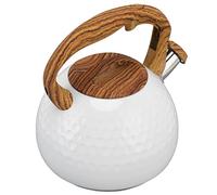 BAOFUYA Bollitore per tè con Fischio da 3 Litri, Teiera in Acciaio Inossidabile con Manico Ergonomico per Fornello Elettrico a Gas a Induzione, Grande capacità per Uso Familiare (bianco puro)