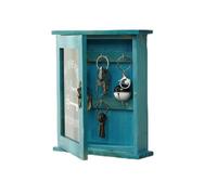 BAOFUYA Casella Chiave a Parete Organizzatore di Legno in Legno con una Porta a Legna Semplice Organizzazione a Casa (BLUE)