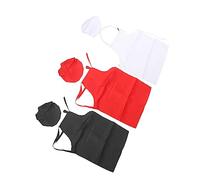 BAOFUYA Il Grembiule e lo Chef per Bambini della Moda Hanno Set Elegante Kit Cottura di Cottura in Poliestere per un Unico Set di Bianco 3 Bianco Rosso