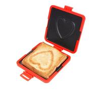 BAOFUYA Macchina per a Microonde, Tostapane a Microonde in Silicone e Metallo con Tecnologia Heatwave, Vassoio Antiaderente per Griglia Ribaltabile per Panini e Croccanti, Campeggio Domestico (rosso)