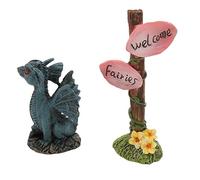 BAOFUYA Set Statue Fata del Drago in Miniatura - del Drago Dipinto -Accessori per il Balcone da Giardino, Materiale di Resina Sintetica