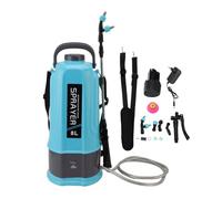 BAOFUYA Spruzzatore a Zaino Alimentato, Spruzzatore Elettrico Ad Alta Pressione 5 Ugelli e Bacchetta in Ottone Regolabile 34-63 Cm per la Pulizia del Giardino del Prato Animali Do (Spina UE 8L)
