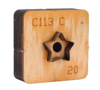 BAOFUYA Star Taglio in Pelle Mafiosa, Facile da Usare e Versatile Trasparente Usa Strumento di Punzonatura Tagliacraft con Base in Legno Massiccio per la Creazione di Artigianato (20MM)