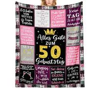 Baogaier Coperta in Flanella per Donna 50 Anni - Decorazione di Compleanno, Regalo per Amica, Mamma, Sorella, Moglie - Coperta Pile Utile, 150x130cm