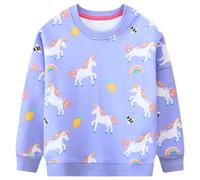 Baogaier Felpa Bambina, Ragazza Crewneck Pullover Cavallo Unicorno Viola Stampato Senza Cappuccio Felpe Maglione Cotone Manica Lunga Maglietta Casual Top, Vestiti Bambine e Ragazze Sweatshirt 4-5 Anni