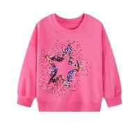 Baogaier Felpa Bambina, Ragazza Crewneck Pullover, Senza Cappuccio Felpe Maglione Cotone Manica Lunga Maglietta Casual Top, Vestiti Ragazze Sweatshirt 2-3 Anni, Rosso Rosa Stelle Paillettes