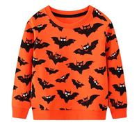 Baogaier Felpa Bambino Halloween Zucche Pipistrello Stampa Girocollo Manica Lunga Cotone Ragazzo Pullover Top Moda Maglietta Sportivo Sweatshirt Ragazzi Bambini Maglione 6-7 Anni, Arancione