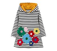 Baogaier Felpa con Cappuccio Ragazza Bambina Righe Floreale Vestito Abito Cotone Manica Lunga Pullover Abiti Primavera Autunno Invernali Maglione Top T-Shirt Tunica 5-6 Anni Blu e Nero