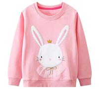 Baogaier Felpa per Bambina, Cotone Coniglio Pasquale Rosa Soffice Pullover, Senza Cappuccio Felpe Maglione Manica Lunga Maglietta Casual Sport Top, Vestiti Ragazze Sweatshirt 5-6 Anni