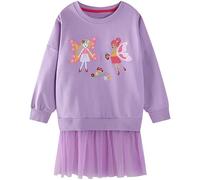 Baogaier Felpa per Bambina, Cotone Girocollo Maglione Pullover, Senza Cappuccio Ricamo Applicato Felpe Manica Lunga Maglietta Casual Princess Top Ragazze Sweatshirt 5-6 Anni, Viola