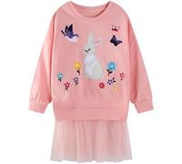 Baogaier Felpa per Bambina, Cotone Girocollo Maglione Pullover, Senza Cappuccio Ricamo Applicato Felpe Manica Lunga Maglietta Casual Princess Top Ragazze Sweatshirt 5-6 Anni, Rosa Coniglio