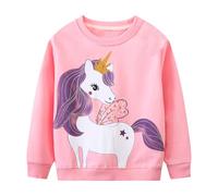 Baogaier Felpa per Bambina, Crewneck Unicorno Rosa Lucido Stampato Pullover, Senza Cappuccio Felpe Maglione Cotone Manica Lunga Maglietta Casual Top, Vestiti Bambine e Ragazze Sweatshirt 2-3 Anni