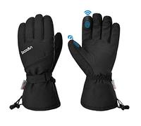 Baogaier Guanti da Sci Caldi Invernali Uomo Donna Neri Touch Screen Termici con Dita, Adulto Impermeabile Antivento Guanti da Neve Alpinismo, Pesca sul Ghiaccio, Slittino, Snowboard - XL