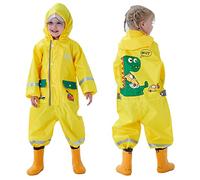 Baogaier Impermeabile Cappuccio Ragazzo Tuta da Pioggia Antipioggia Bambini Ragazze Giallo Dinosauro Bambina Giacca Impermeabili Tute Portatile Sportivo Jogging Ragazza Bambino Bimba 2-4 Anni