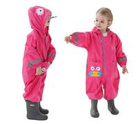 Baogaier Impermeabile da Pioggia Bambine Ragazze con Cappuccio Rosa Rossa Gufo Stampa Bambina Antipioggia Giacca Impermeabili Tuta Portatile Sportivo Jogging Bambini Bimba 1-2 Anni