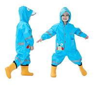Baogaier Impermeabile da Pioggia Bambini con Cappuccio Blu Gufo Antipioggia Tuta Bambini Ragazze Ragazzi Poncho Portatile Sportivo Jogging Tutto in Uno Giacche Impermeabili Unisex Bimbo Bimba 2-4 Anni