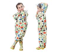 Baogaier Impermeabile da Pioggia Bambini, Impermeabile Antipioggia Tuta Bambini con Cappuccio Ragazze Ragazzi Giallo Giraffa Poncho Portatile Jogging Tutto in Uno Giacche Impermeabili Unisex 1-3 Anni