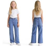 Baogaier Jeans Ragazze, Baggy Loose Fit Morbidi Pantaloni con Elasticizzati Vita Lunghi Denimjeans Bambina Casual Gamba Larga Azzurro Denim Pants Versatile Moda Vestiti per Ragazza 11-12 Anni