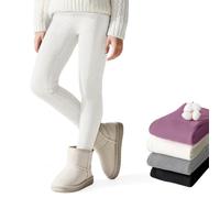 Baogaier Leggings Termici Invernali per Ragazze Foderati in Pile, Spesso Comodo Cotone Legging Vita Alta Felpati Lunghi Collant Caldi Pantaloni Bambina Abbigliamento, 9-10 Anni, Bianco