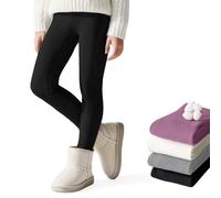 Baogaier Leggings Termici Invernali per Ragazze Foderati in Pile, Spesso Comodo Cotone Legging Vita Alta Felpati Lunghi Collant Caldi Pantaloni Bambina Abbigliamento, 10-12 Anni, Nero