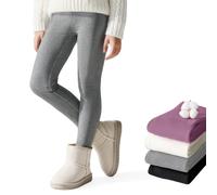 Baogaier Leggings Termici Invernali per Ragazze Foderati in Pile, Spesso Comodo Cotone Legging Vita Alta Felpati Lunghi Collant Caldi Pantaloni Bambina Abbigliamento, 9-10 Anni, Grigio