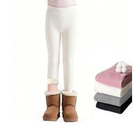 Baogaier Leggings Termici Invernali per Ragazze Foderati in Pile, Spesso Comodo Cotone Legging Vita Alta Felpati Lunghi Collant Caldi Pantaloni Bambina Abbigliamento, 6-7 Anni, Bianco