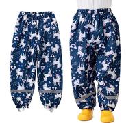 Baogaier Pantaloni Impermeabili Bambine, Cavallo Blu Navy Leggeri Antipioggia Antivento con Riflettente Impermeabile Pantalone Outdoor Abbigliamento Rain Pants per Ragazze 9-10 Anni