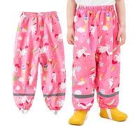 Baogaier Pantaloni Impermeabili Bambine, Cavallo Rosa Leggeri Antipioggia Antivento con Riflettente Impermeabile Pantalone Rain Pants Outdoor Abbigliamento per Ragazze 1-2 Anni