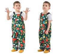 Baogaier Pantaloni Impermeabili Bambini, Salopette Impermeabile Pantalone Pioggia Leggero Riflettenti Non Imbottiti Antipioggia Ragazzi Outdoor Abbigliamento per 2-3 Anni, Dinosauro Verde