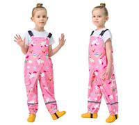 Baogaier Pantaloni Impermeabili Bambini, Salopette Impermeabile Pantalone Pioggia Leggero Riflettenti Non Imbottiti Antipioggia Ragazze Outdoor Abbigliamento per 4 Anni, Cavallo Rosa