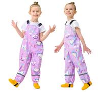 Baogaier Pantaloni Impermeabili Bambini, Salopette Impermeabile Pantalone Pioggia Leggero Riflettenti Non Imbottiti Antipioggia Ragazze Outdoor Abbigliamento per 4 Anni, Cavallo Viola