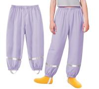 Baogaier Pantaloni Impermeabili Bambino Bambina, Unisex Ragazzi Ragazze Traspirante Antipioggia Antivento Salopette Viola Leggero con Striscia Riflettente Bambini Trekking Pantaloni 9-10 Anni