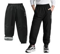 Baogaier Pantaloni Softshell Impermeabili con Foderato in Pile per Bambini, Inverno Antivento Termico Trekking Neve Escursionismo Sci Pantalone Antipioggia Ragazzo Ragazze 5-6 Anni, Nero