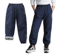 Baogaier Pantaloni Softshell Impermeabili con Foderato in Pile per Bambini, Inverno Antivento Termico Trekking Neve Escursionismo Sci Pantalone Antipioggia Ragazzo Ragazze 9-10 Anni, Blu Navy