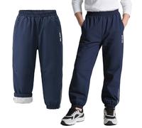 Baogaier Pantaloni Softshell Impermeabili con Foderato in Pile per Bambini, Inverno Antivento Termico Trekking Neve Escursionismo Sci Pantalone Antipioggia Ragazzo Ragazze 7-8 Anni, Blu Navy