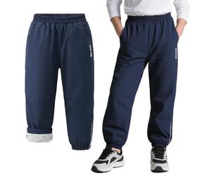 Baogaier Pantaloni Softshell Impermeabili con Foderato in Pile per Bambini, Inverno Antivento Termico Trekking Neve Escursionismo Sci Pantalone Antipioggia Ragazzo Ragazze 12-13 Anni, Blu Navy