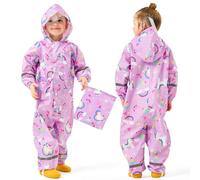 Baogaier Ragazze Impermeabile con Cappuccio Bambini Tuta da Pioggia Leggero Tutto in Uno Giacche Tutina Antipioggia Giacca Poncho Impermeabili Abbigliamento Bambina 1-3 Anni, Viola Cavallo