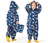 Baogaier Ragazze Impermeabile con Cappuccio Bambini Tuta da Pioggia Leggero Tutto in Uno Giacche Tutina Antipioggia Giacca Poncho Impermeabili Abbigliamento Bambina 3-5 Anni, Blu scuro