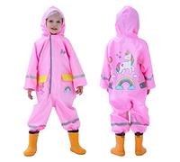 Baogaier Ragazze Impermeabile Tuta Pioggia Antipioggia Cappuccio Rosa Unicorno Bambina Bambino Giacca Impermeabili Pantaloni Mantellina Tute Portatile Sportivo Jogging Ragazza Bambini Bimba 4-6 Anni