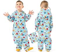 Baogaier Ragazzi Impermeabile con Cappuccio Bambini Tuta da Pioggia Leggero Tutto in Uno Giacche Tutina Antipioggia Poncho Giacca Impermeabili Abbigliamento 1-3 Anni, Auto Azzurra