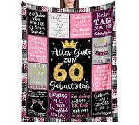 Baogaier Regalo Donna 60 Anni, Flanella Coperta, Decorazione di compleanno, Idee Regalo per Compleanno Donna, Regalo per Amica Mamma, Sorella, Moglie, Donna Regalo Utili Coperta Pile, 150x130cm