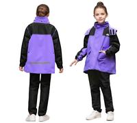 Baogaier Tuta Antipioggia per Ragazze, Giacca Impermeabile e Pantaloni, Set Completo Pioggia Leggero Traspirante con Cappuccio e Custodia, Impermeabili Abbigliamento per 13-14 anni, Viola