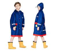 Baogaier Tuta Pioggia Antipioggia Ragazzo Impermeabile con Cappuccio Blu Aerei Bambini Bambino Giacca Impermeabili Pantaloni Mantellina Tute Portatile Sportivo Jogging Bambini 8-12 Anni