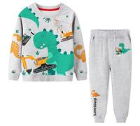 Baogaier Tuta Sportiva Ragazzo Cotone Felpa Pantaloni Dinosauro Jogging Abiti Abbigliamento Sportivo Bambini Manica Lunga Maglieria Sweatshirt Suit Bambino 5-6 Anni, 110-116
