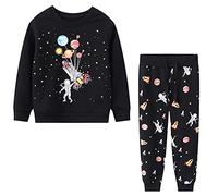 Baogaier Tuta Sportiva Ragazzo Cotone Felpa Pantaloni Stelle Stampa Verde Abbigliamento Sportivo Bambini Manica Lunga Maglieria Abiti Sweatshirt Jogging Autunno Inverno Primavera Suit Bambino 4-5 Anni