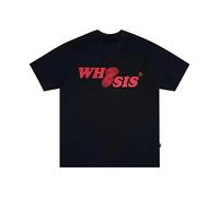 BaohuLDWwde5a Do Not Know Its Name T-Shirt Short Sleeve Male And Female Couples Half Sleeve Loose Cotton Heavy Fingerprint Summer Black S